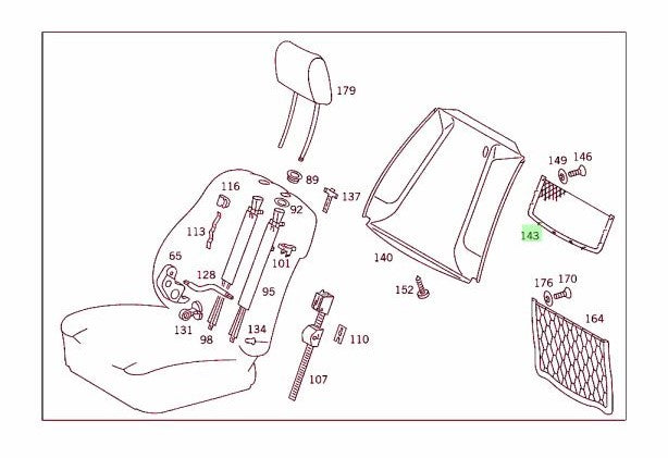 Genuine Parts Front Seat Pocket ––– Mercedes-Benz W126 S-class